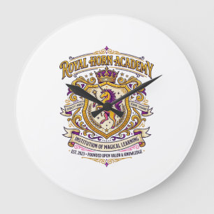 Unicorn Royal Horn Academy Stylish Zazzle Design_1 Large Clock