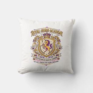 Unicorn Royal Horn Academy Stylish Zazzle Design_1 Throw Pillow