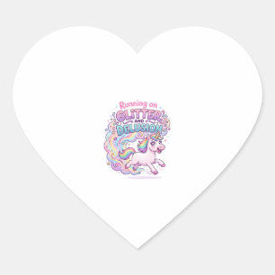 Unicorn Running on Glitter and Delusion Charming M Heart Sticker