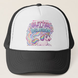 Unicorn Running on Glitter and Delusion Charming M Trucker Hat
