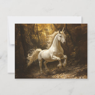 Unicorn Running Through The Forest Painting Postcard