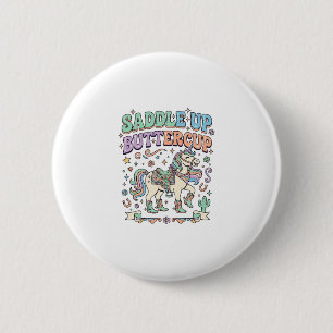 Unicorn Saddle Up Buttercup Kawaii Typography Desi 2 Inch Round Button