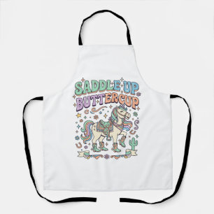 Unicorn Saddle Up Buttercup Kawaii Typography Desi Apron