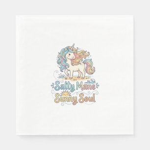 Unicorn Salty Mane Sunny Soul Playful Vector Desig Napkin