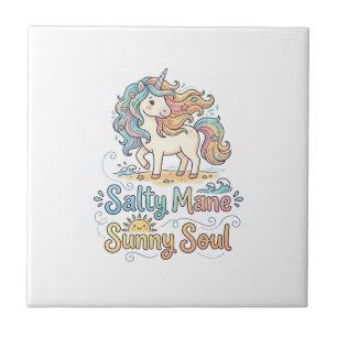 Unicorn Salty Mane Sunny Soul Playful Vector Desig Tile