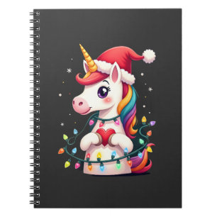 Unicorn Santa Hat Christmas T-Shirt (1) Notebook