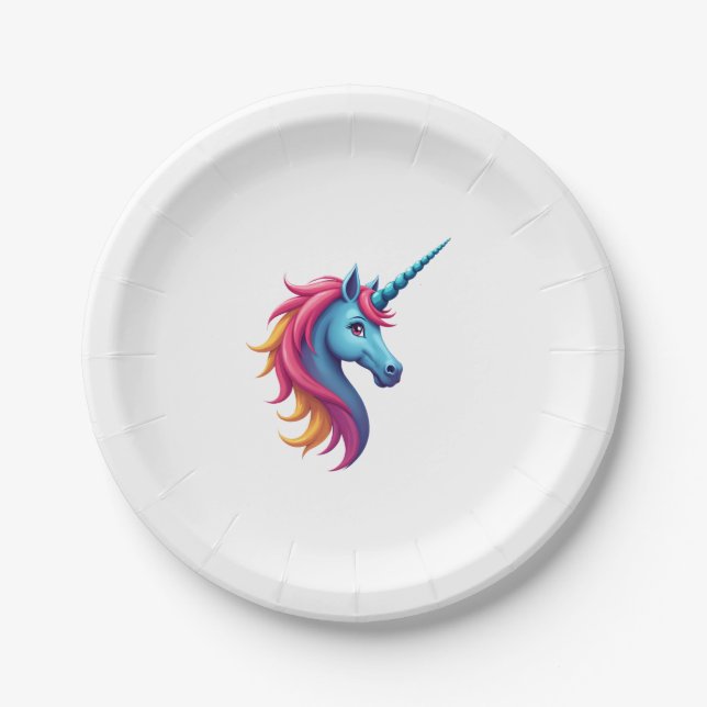 Unicorn Santa Hat Christmas T-Shirt (4) Paper Plate (Front)