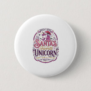 Unicorn Santa's Favourite Unicorn 2 Inch Round Button