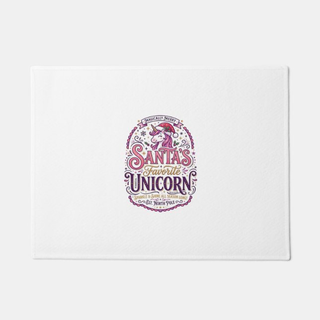 Unicorn Santa's Favourite Unicorn Doormat (Front)