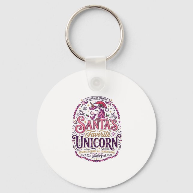 Unicorn Santa's Favourite Unicorn Keychain (Front)