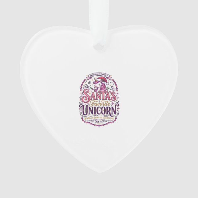 Unicorn Santa's Favourite Unicorn Ornament (Front)