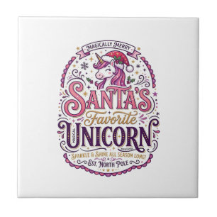 Unicorn Santa's Favourite Unicorn Tile