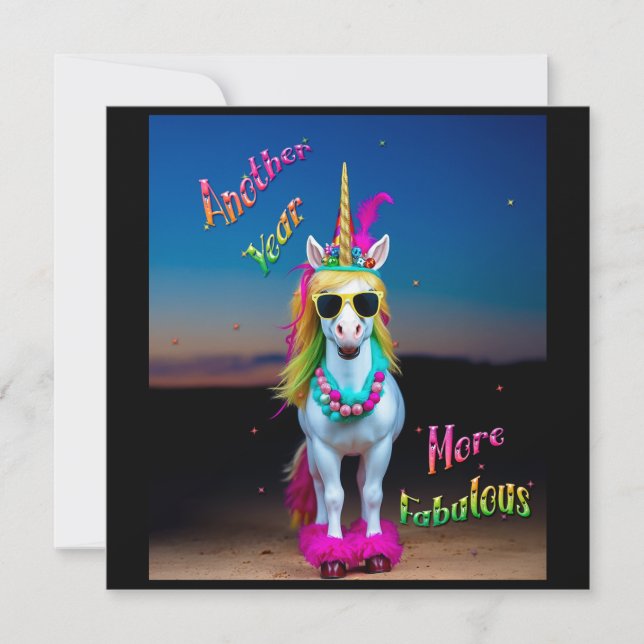 Unicorn Sassy Birthday Card personalize custom  (Front)