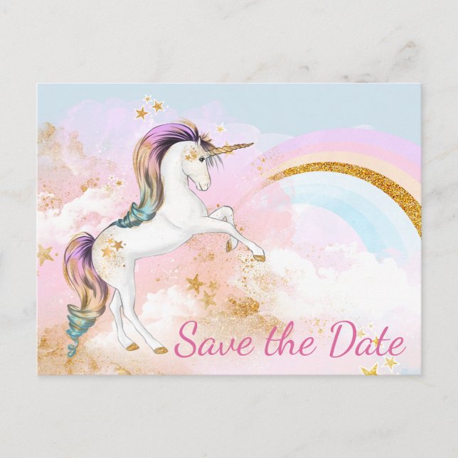 Unicorn Save The Date Postcards (Front)