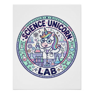 Unicorn Science Unicorn Lab POD Ready Apparel Grap Poster