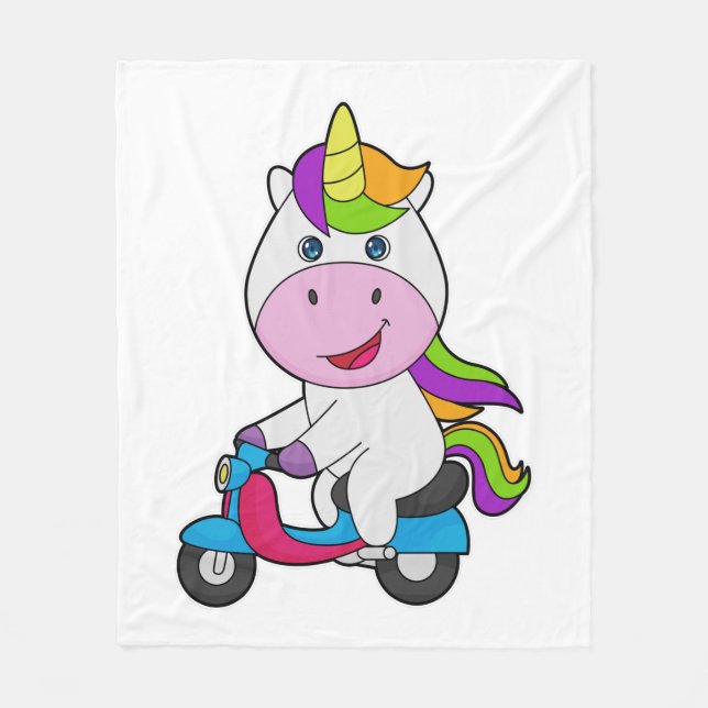 Unicorn Scooter Fleece Blanket (Front)