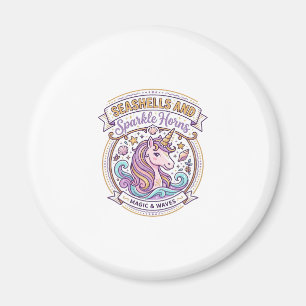 Unicorn Seashells and Sparkle Horns POD Ready Zazz Magnet