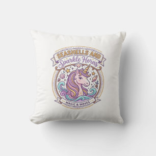 Unicorn Seashells and Sparkle Horns POD Ready Zazz Throw Pillow