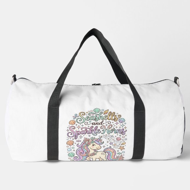 Unicorn Seashells and Sparkle Horns Premium Vector Duffle Bag (Front)