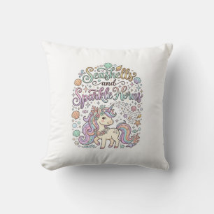 Unicorn Seashells and Sparkle Horns Premium Vector Throw Pillow