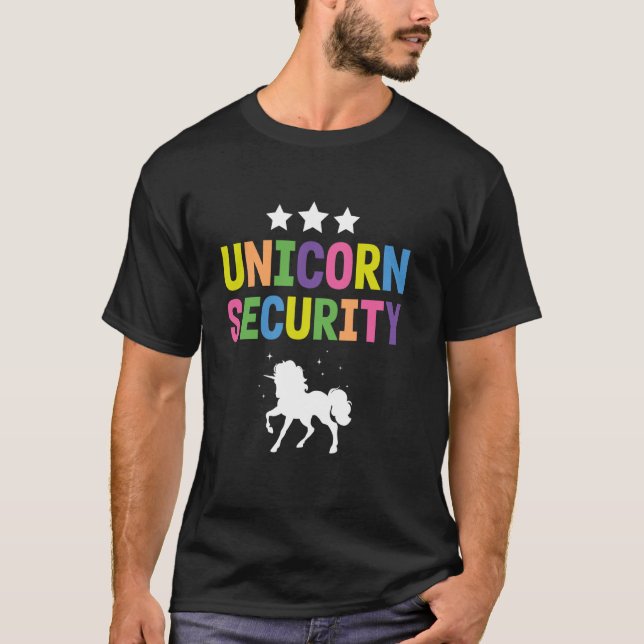Unicorn Security Funny Halloween Unicorn Mom Dad B T-Shirt (Front)