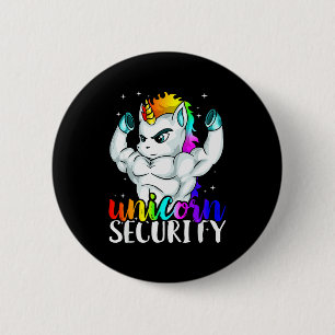 Unicorn Security Squad Muscle Tee Funny Dad Brothe 2 Inch Round Button