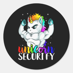 Unicorn Security Squad Muscle Tee Funny Dad Brothe Classic Round Sticker