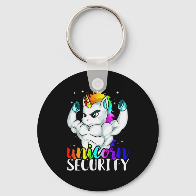 Unicorn Security Squad Muscle Tee Funny Dad Brothe Keychain (Front)