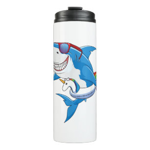 Unicorn Shark Pool Party Shirt Kids Girls Boys Fun Thermal Tumbler
