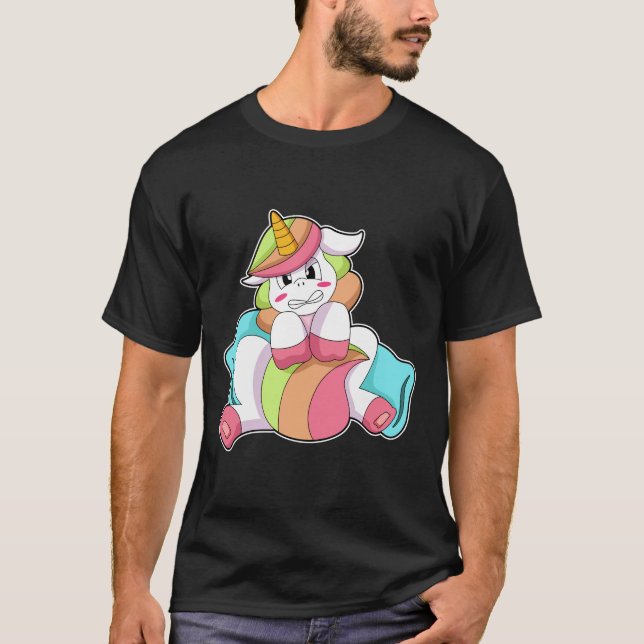 Unicorn Shy with Pillow T-Shirt (Front)