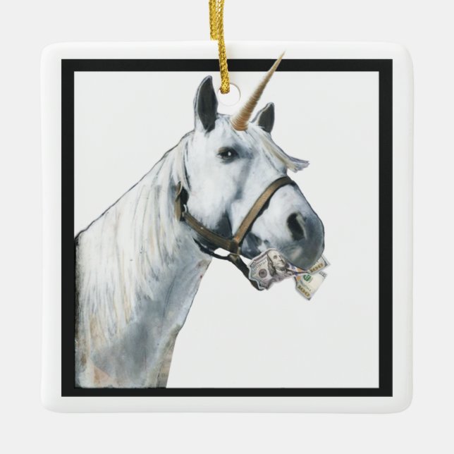 Unicorn side eye ceramic ornament (Front)