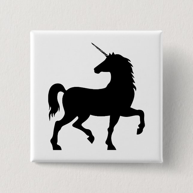 Unicorn Silhouette 2 Inch Square Button (Front)