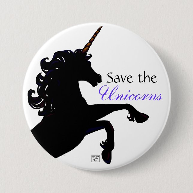 Unicorn Silhouette 3 Inch Round Button (Front)
