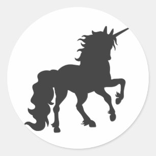 Unicorn  silhouette - Choose background color Classic Round Sticker