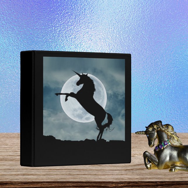 Unicorn Silhouette Full Moon Night Sky Binder (Unicorn Silhouette Full Moon Night Sky 3 Ring Binder)
