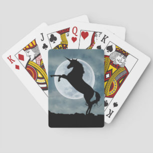 Unicorn Silhouette Full Moon Night Sky, ZKOA Playing Cards