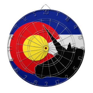 Unicorn Silhouette Over The Colorado Flag Dartboard