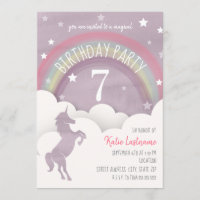 Unicorn Silhouette Rainbow Clouds + Stars Birthday