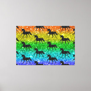 Unicorn Silhoutte Rainbow Glitter LGBTQ Pride Canvas Print