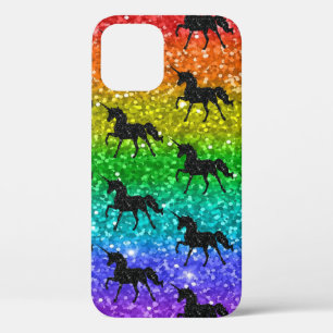 Unicorn Silhoutte Rainbow Glitter LGBTQ Pride iPhone 12 Case