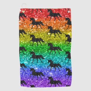 Unicorn Silhoutte Rainbow Glitter LGBTQ Pride Golf Towel