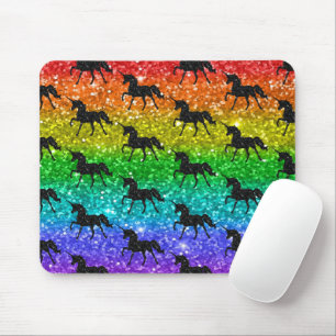 Unicorn Silhoutte Rainbow  Glitter LGBTQ Pride Mouse Pad