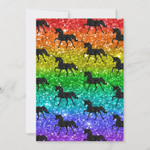 Unicorn Silhoutte Rainbow Glitter LGBTQ Pride Thank You Card