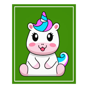 Unicorn Sitting Cartoon  Photo Print