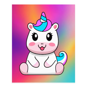 Unicorn Sitting Cartoon  Photo Print
