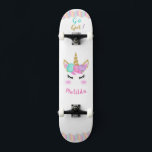 Unicorn Skateboard for Girl<br><div class="desc">Make this sweet Unicorn Skateboard  your own by adding your text. To access advanced editing tools on Zazzle,  please go to "Personalize this template" and click on "Details",  scroll down and press the "click to customize further" link. Great gift idea for Girls who love unicorns!</div>
