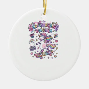 Unicorn Skateboarding Unicorn Bold Typography Shir Ceramic Ornament