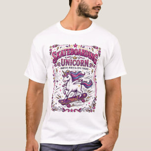 Unicorn Skateboarding Unicorn Stylish White Backgr T-Shirt