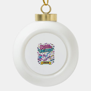 Unicorn Skater Unicorn Crew Retro Style Print on D Ceramic Ball Christmas Ornament