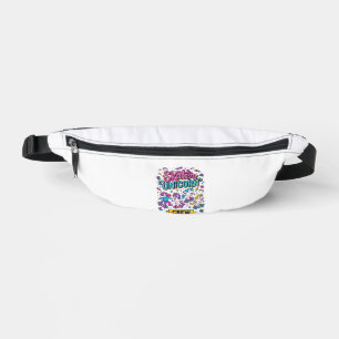 Unicorn Skater Unicorn Crew Retro Style Print on D Fanny Pack